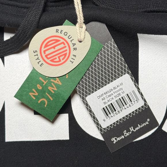 Deus Ex Machina All Caps Hoodie Black Size M Organic Cotton NWT - Picture 4 of 6